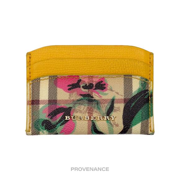 🔴 Burberry Floral Card Holder Wallet - Nova Check Yellow - Picture 1 of 5
